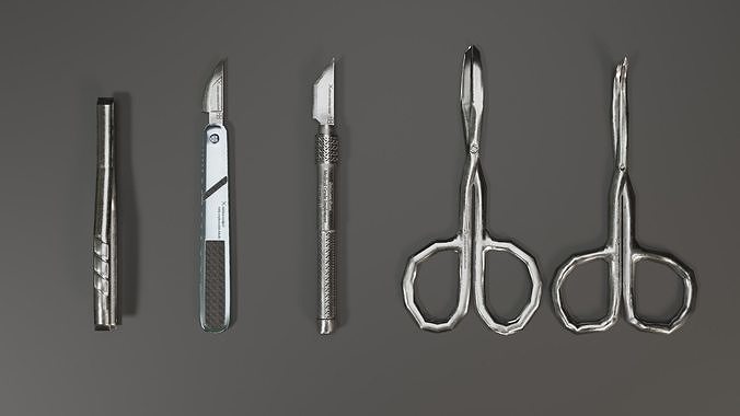Surgical Tools Set 1 Low-poly 3D model