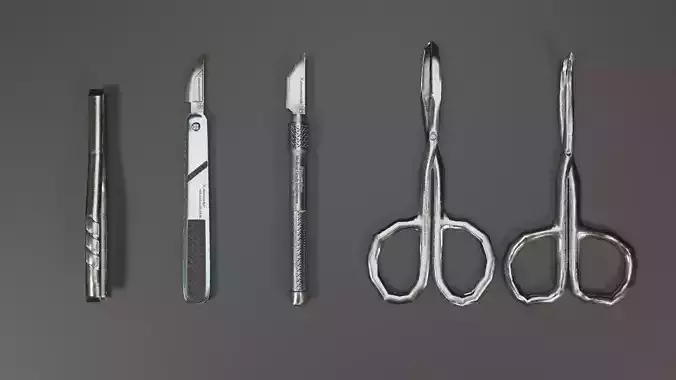 Surgical Tools Set 1 Low-poly 3D model