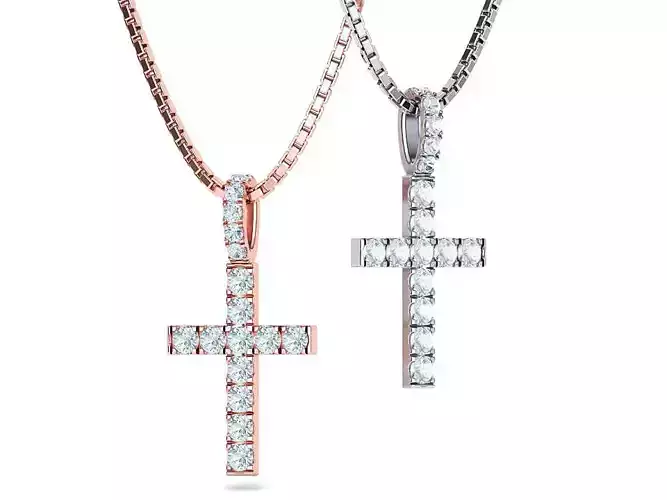 Diamond Pave Cross 41mm with French Pave Setting 3dmodel 3D print model
