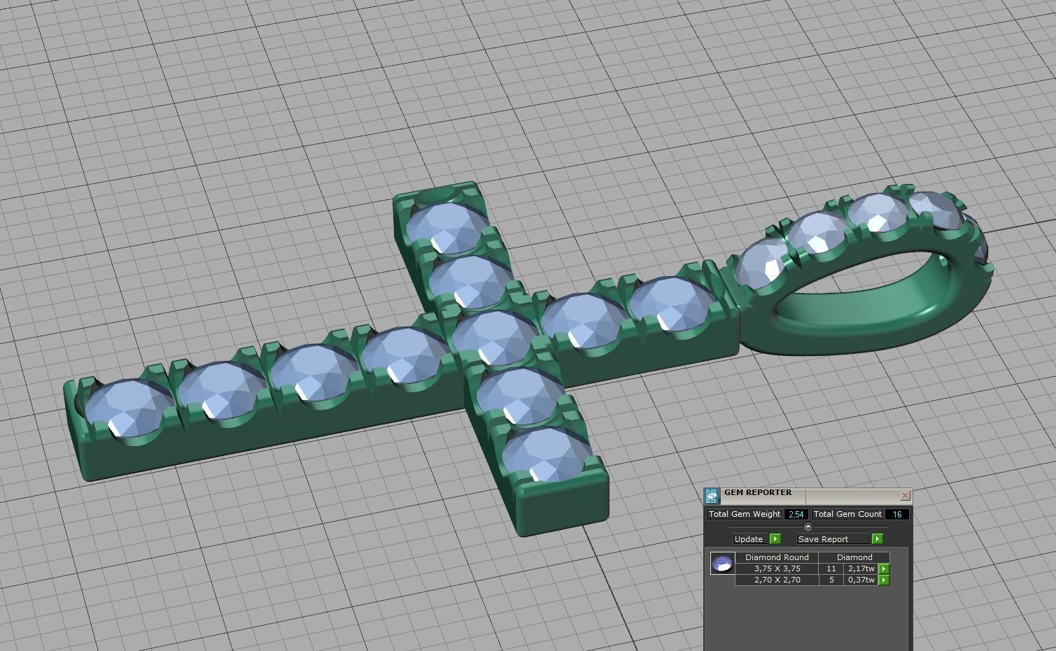 Diamond Pave Cross 41mm with French Pave Setting 3dmodel 3D print model_13