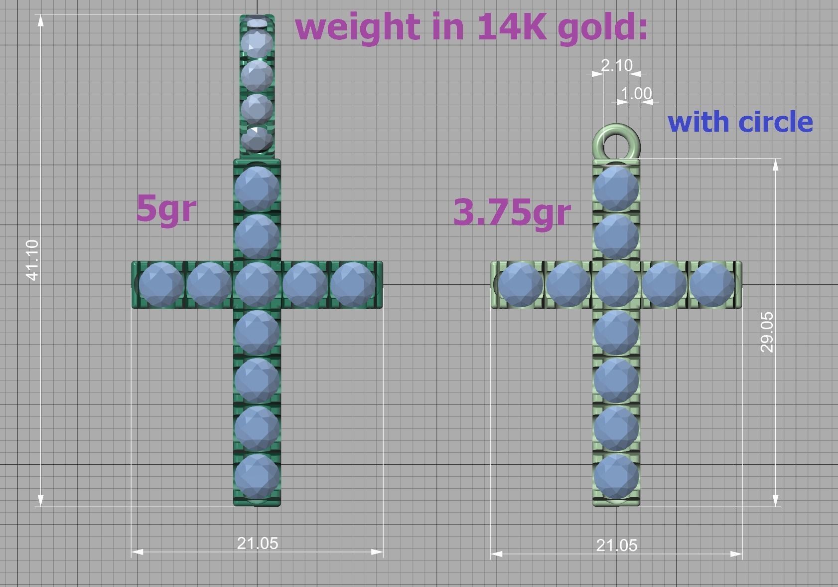 Diamond Pave Cross 41mm with French Pave Setting 3dmodel 3D print model_9