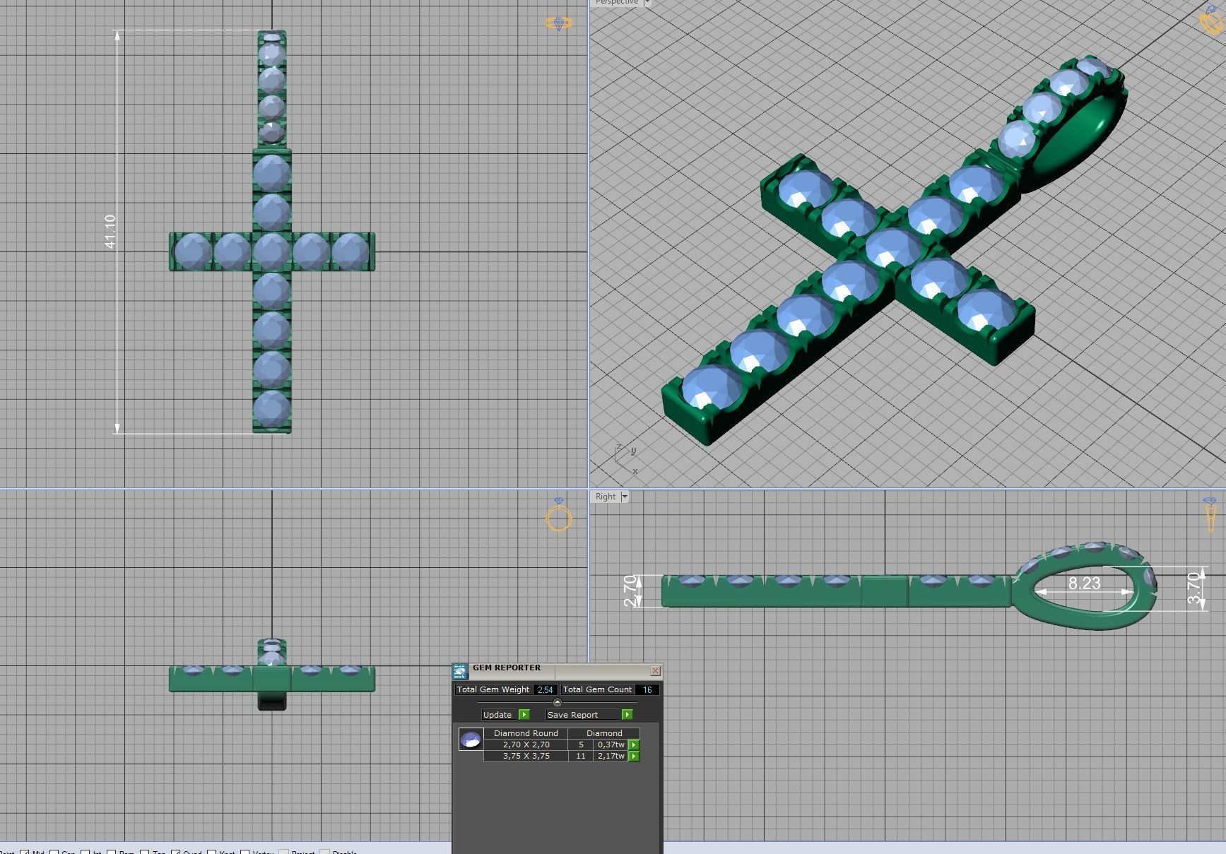 Diamond Pave Cross 41mm with French Pave Setting 3dmodel 3D print model_8