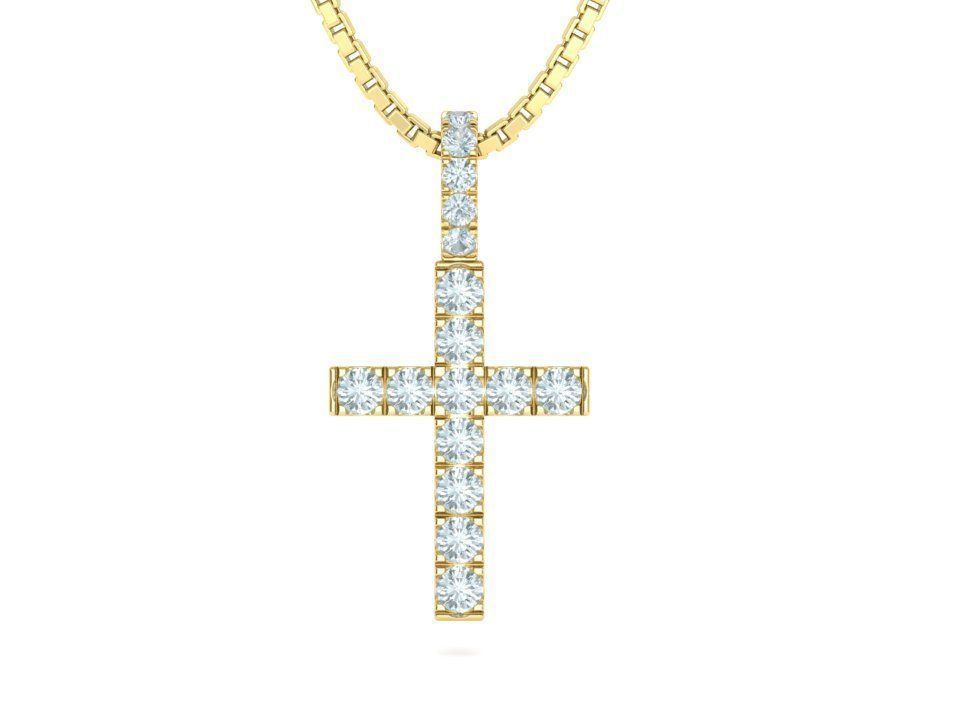 Diamond Pave Cross 41mm with French Pave Setting 3dmodel 3D print model_5