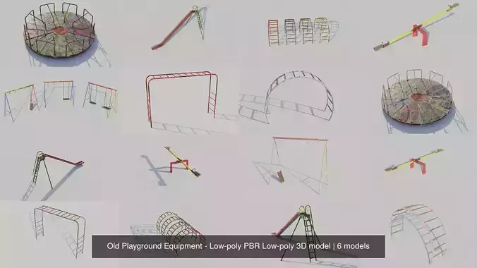 Old Playground Equipment - Low-poly PBR Low-poly 3D model