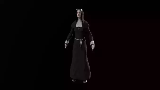 Nun Woman Low-poly 3D model