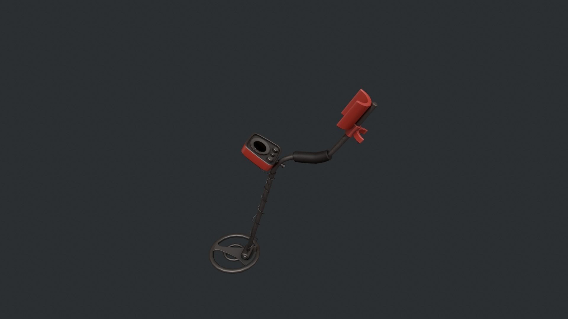 Red Stylized Metal Detector Low-poly 3D model_2