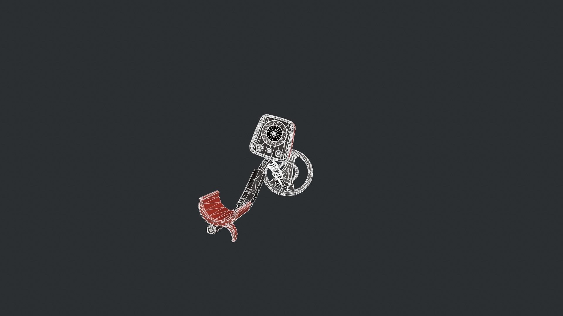 Red Stylized Metal Detector Low-poly 3D model_18