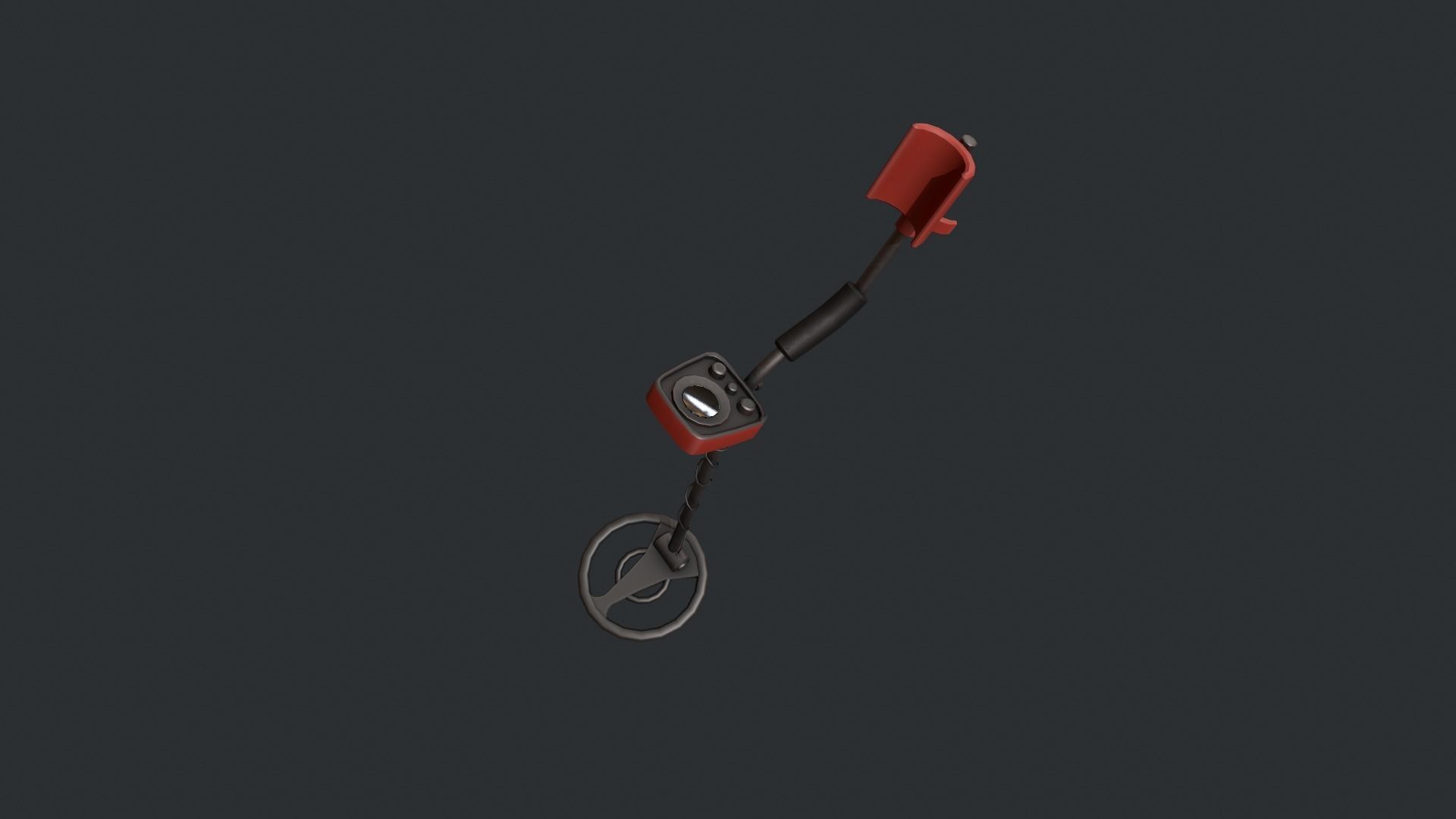Red Stylized Metal Detector Low-poly 3D model_12