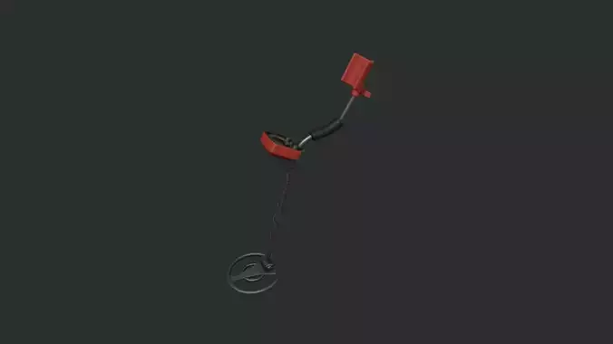 Red Stylized Metal Detector Low-poly 3D model