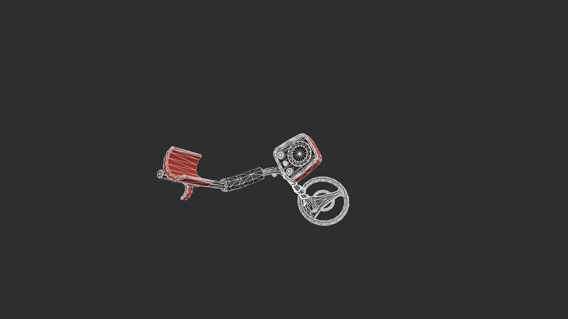 Red Stylized Metal Detector Low-poly 3D model_17