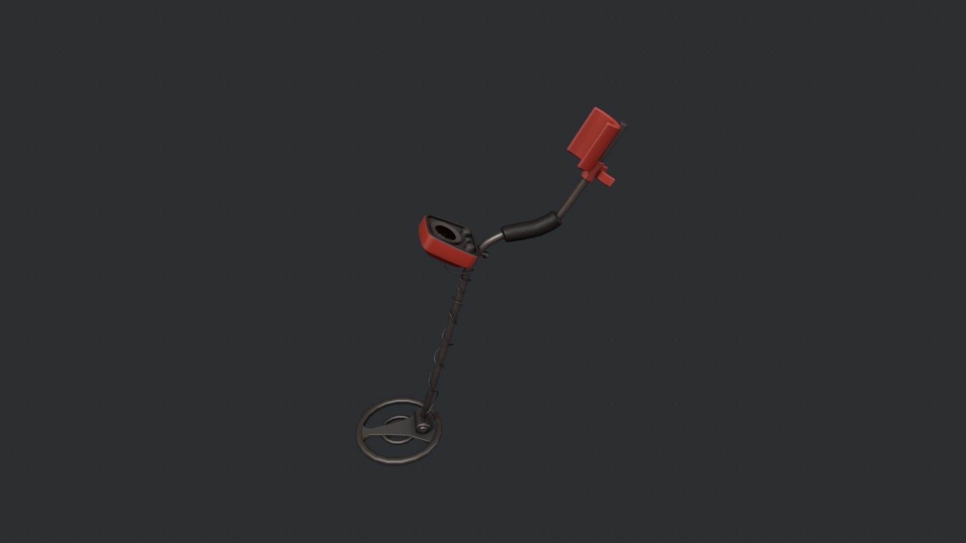 Red Stylized Metal Detector Low-poly 3D model_1