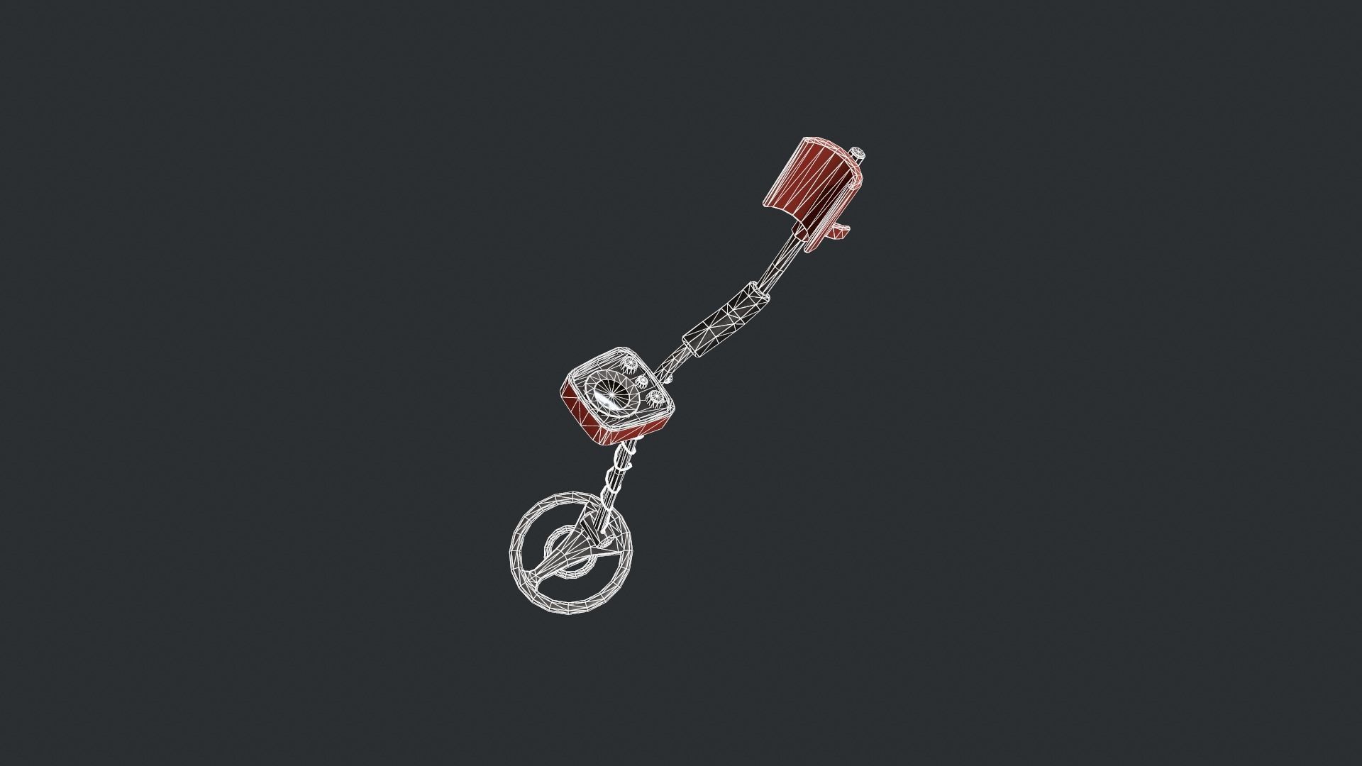 Red Stylized Metal Detector Low-poly 3D model_13