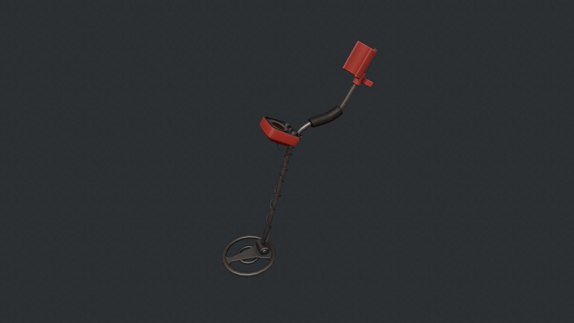 Red Stylized Metal Detector Low-poly 3D model_10
