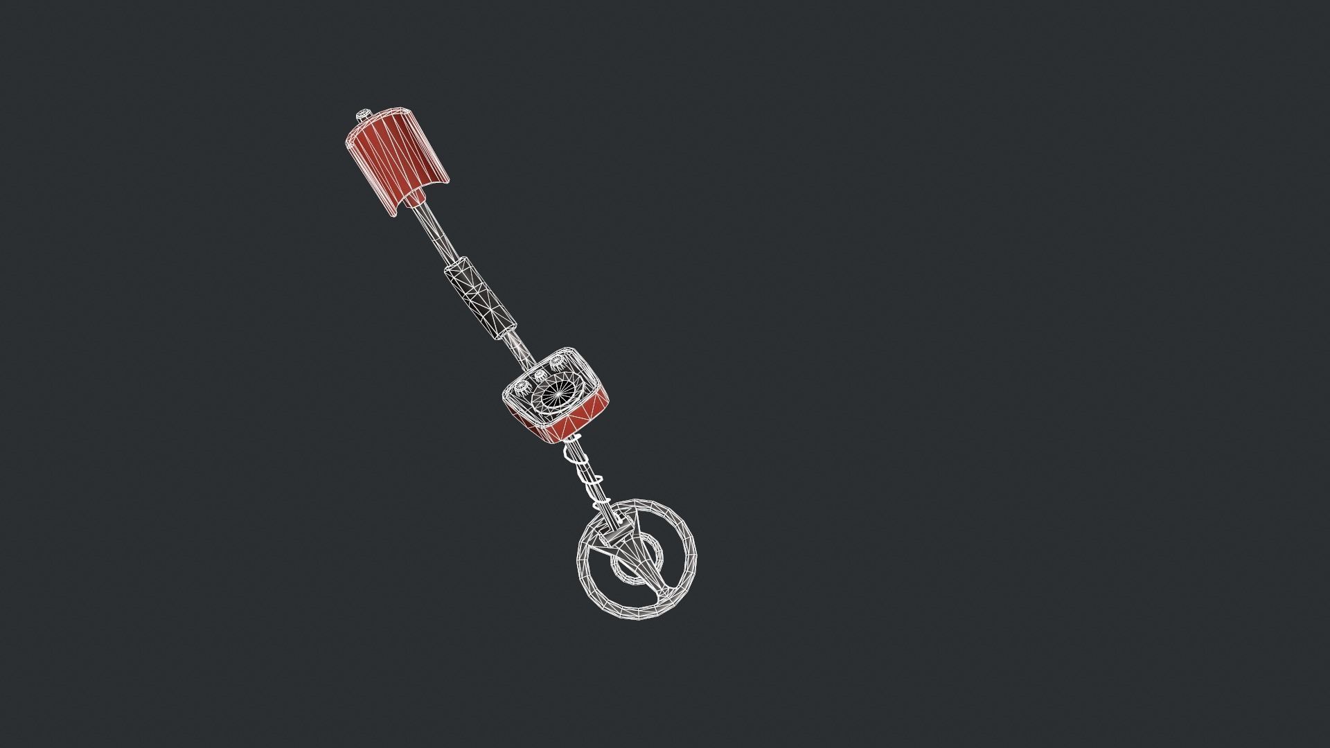 Red Stylized Metal Detector Low-poly 3D model_15