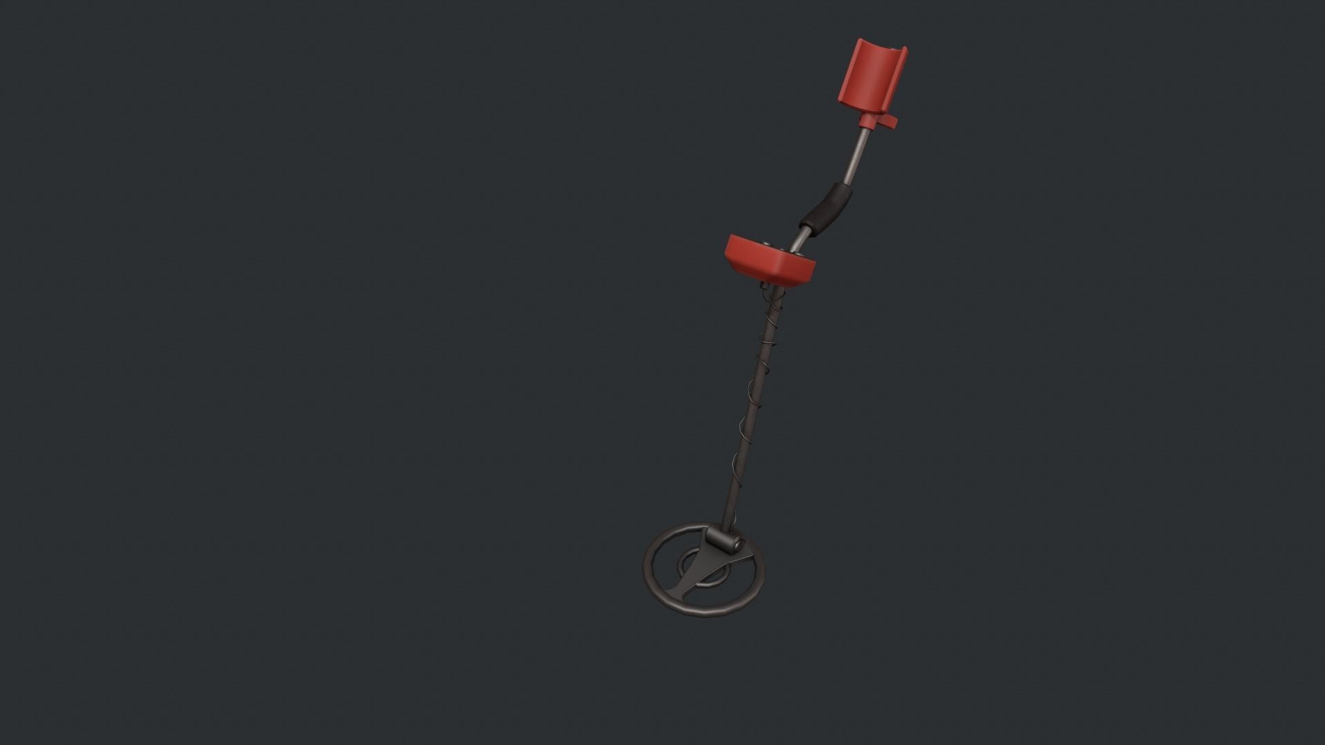 Red Stylized Metal Detector Low-poly 3D model_9