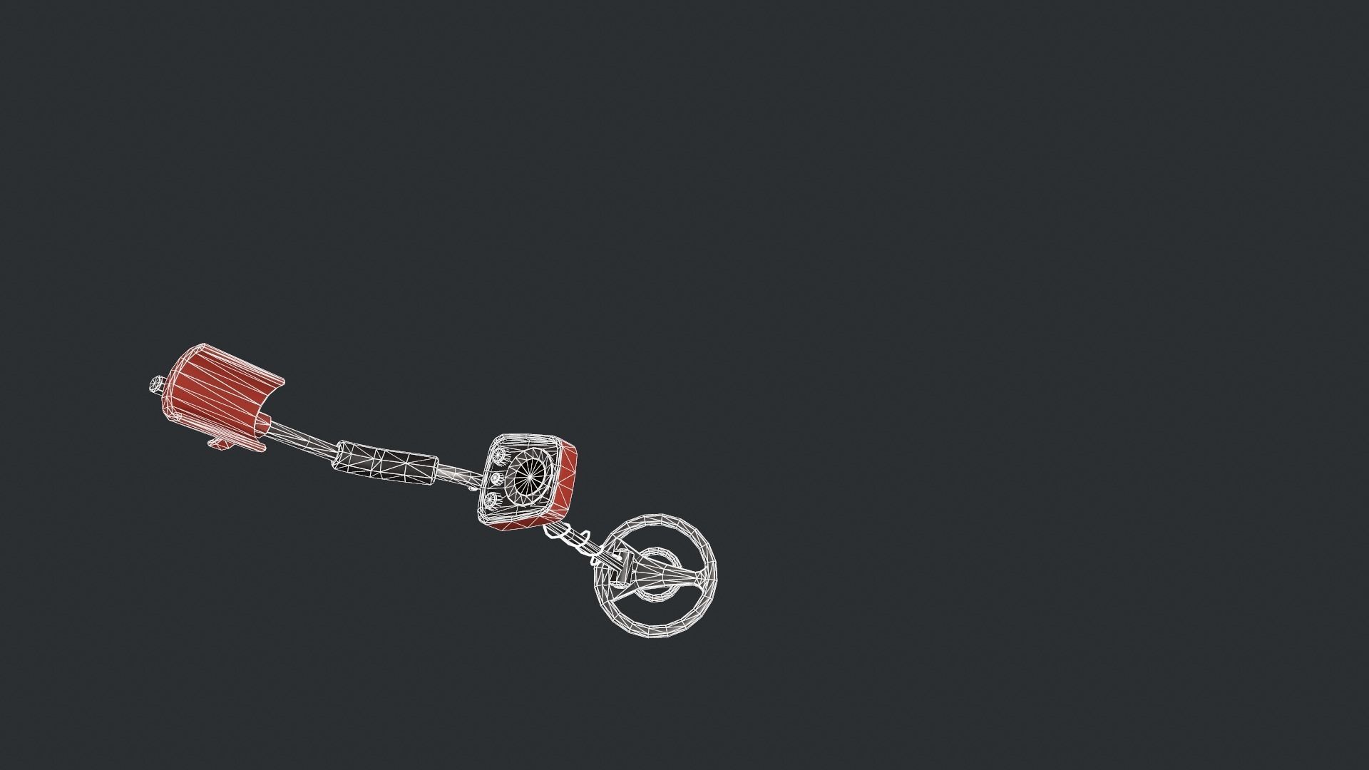 Red Stylized Metal Detector Low-poly 3D model_16