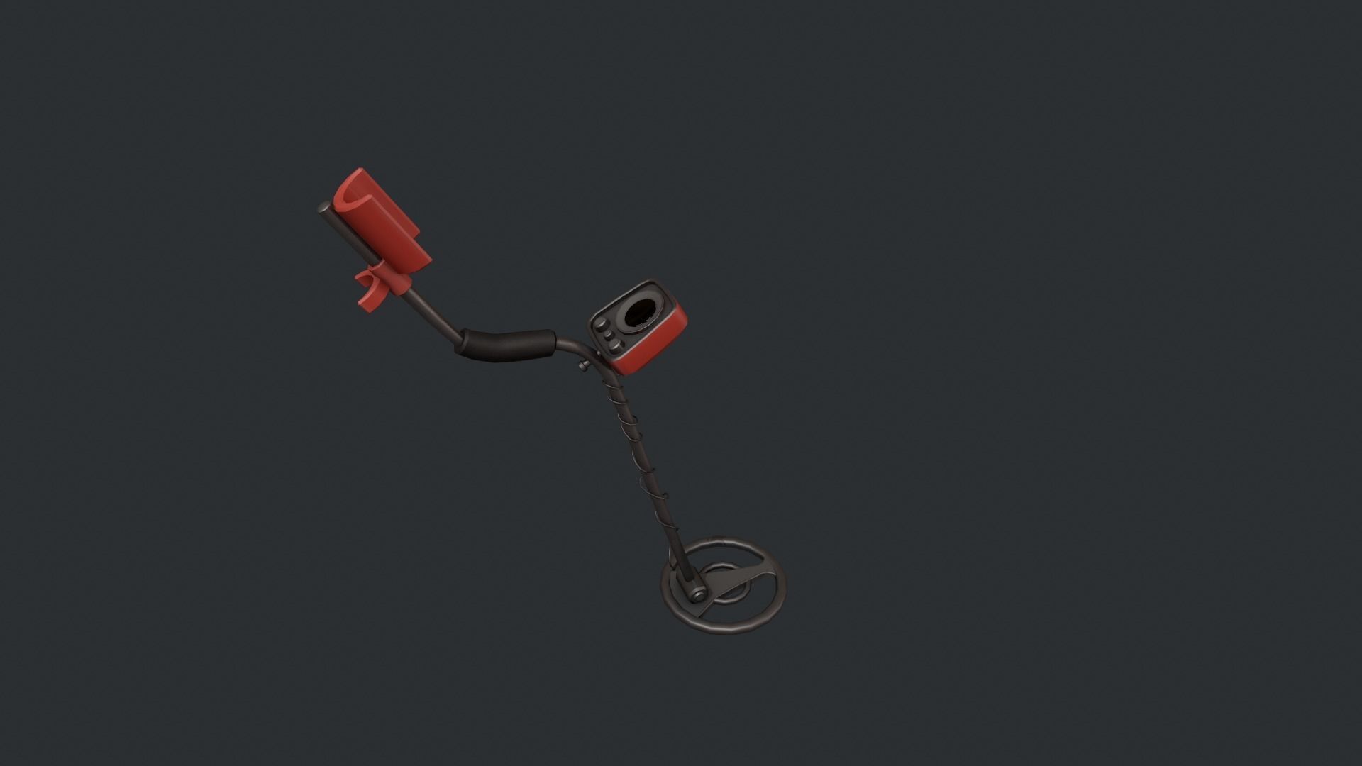 Red Stylized Metal Detector Low-poly 3D model_6
