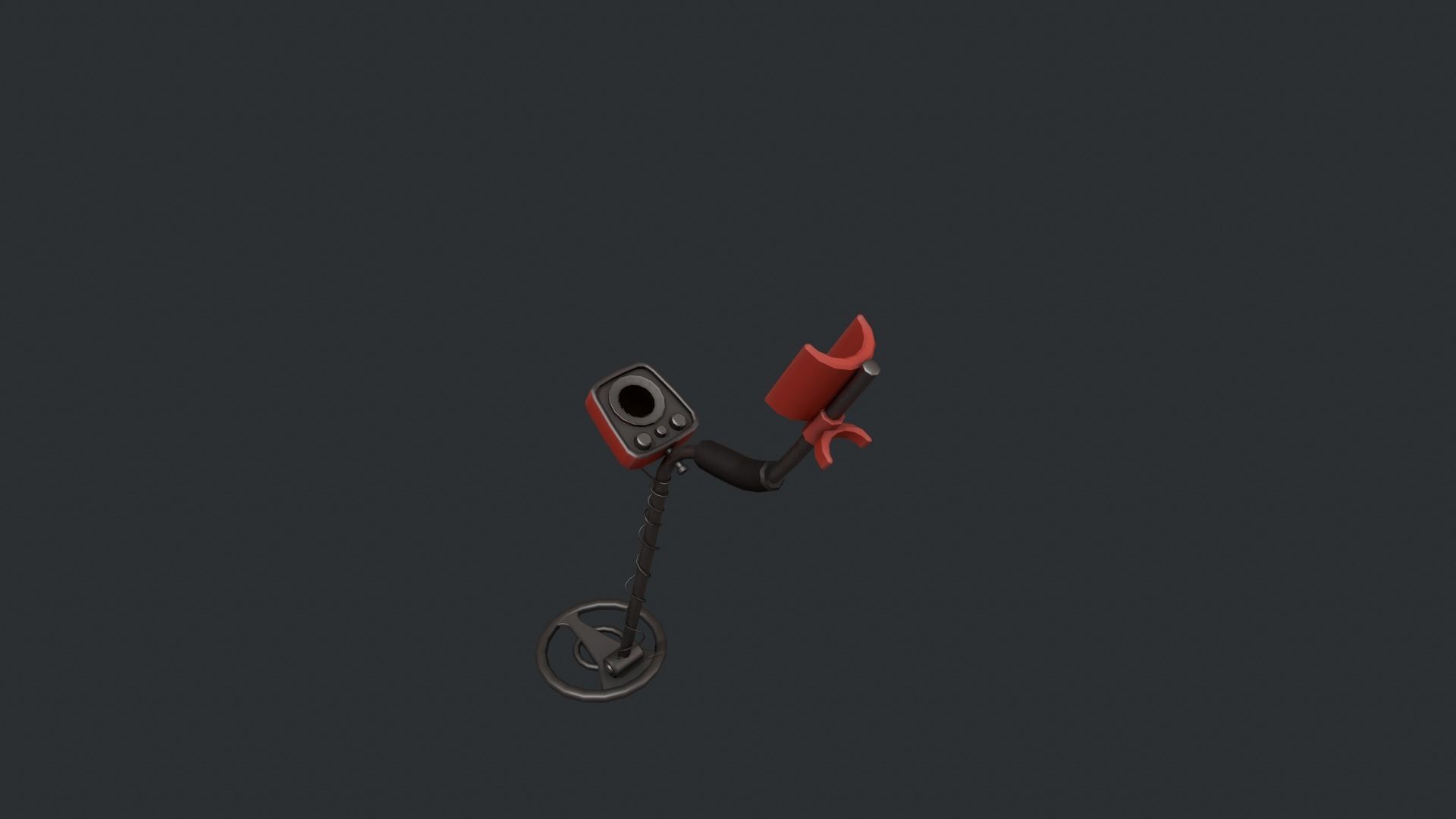 Red Stylized Metal Detector Low-poly 3D model_3