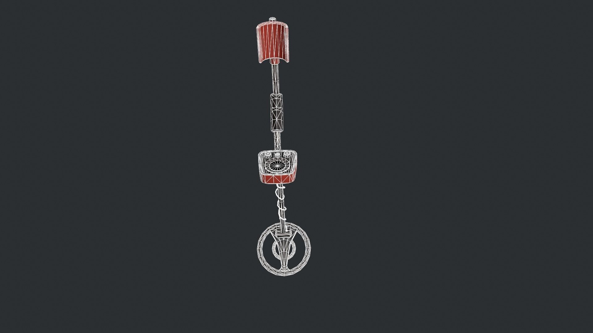 Red Stylized Metal Detector Low-poly 3D model_14