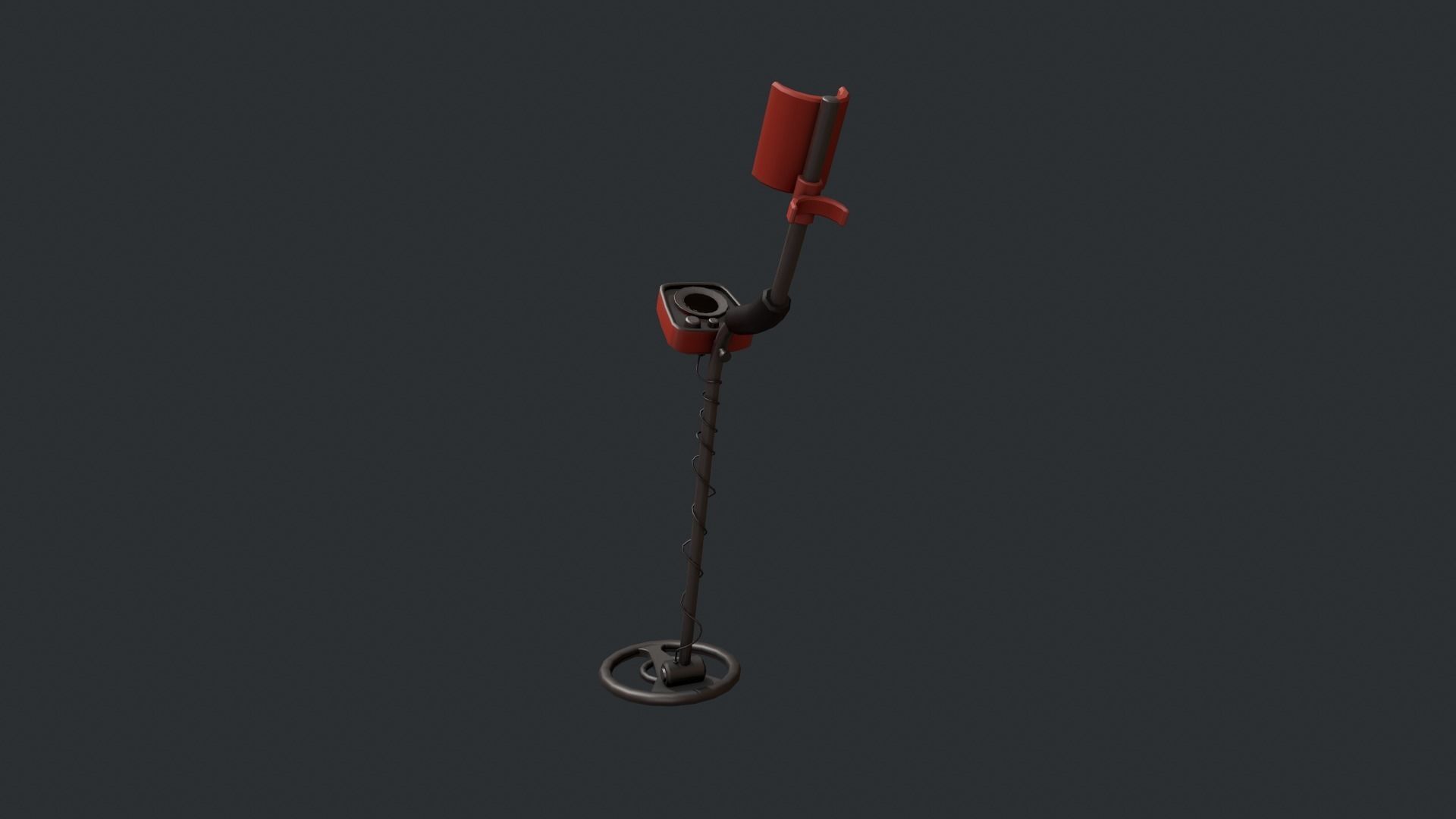 Red Stylized Metal Detector Low-poly 3D model_11