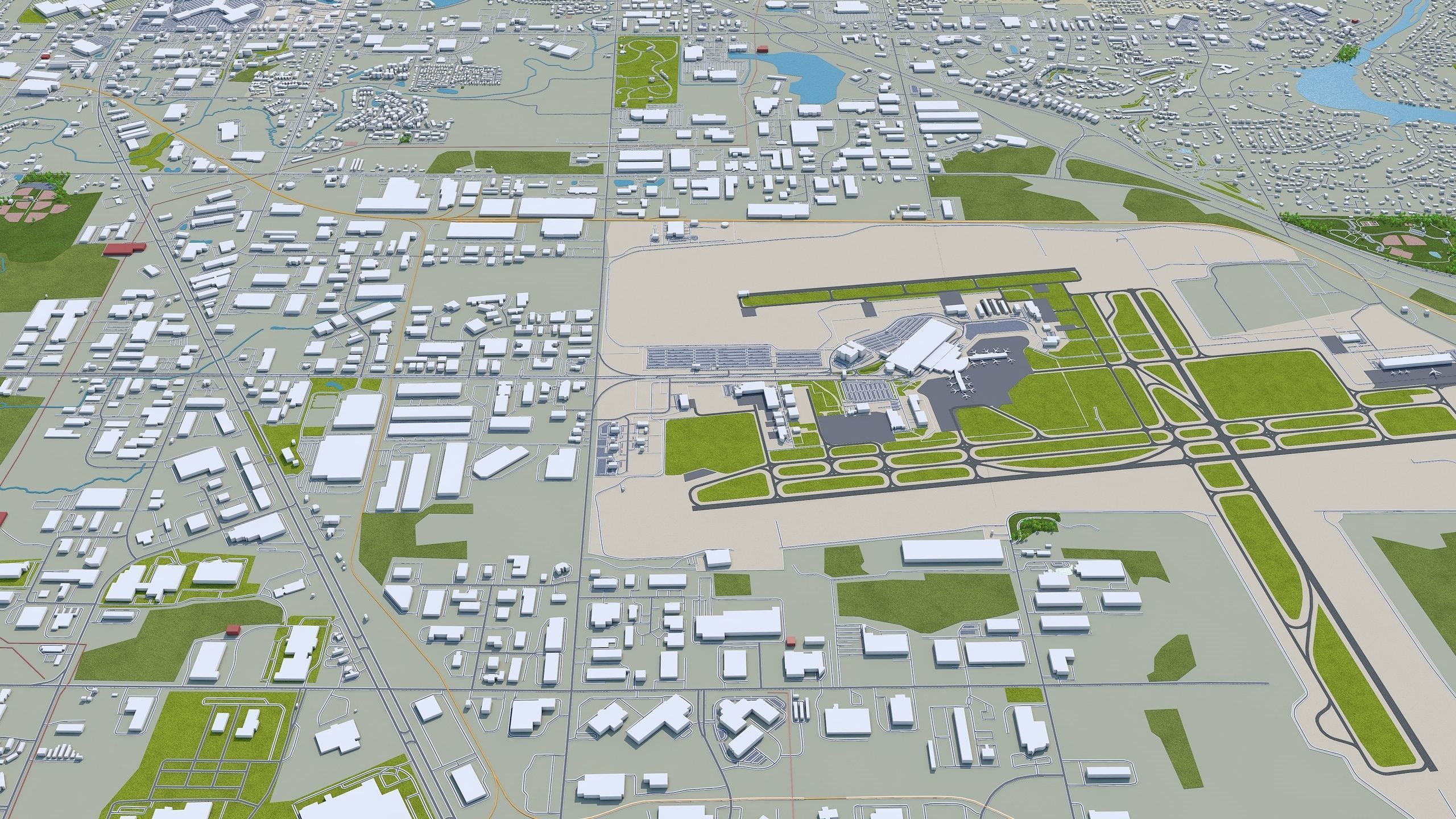 Grand Rapids City Michigan USA Low-poly 3D model_8