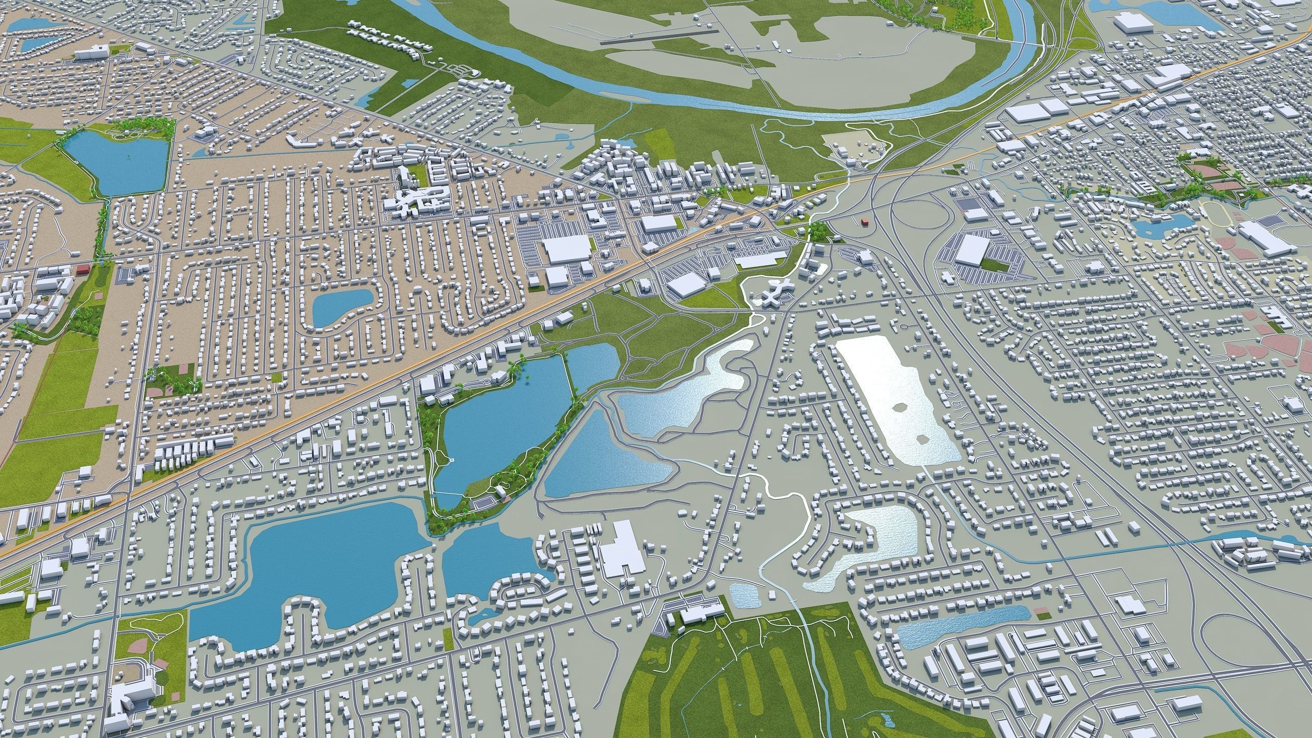 Grand Rapids City Michigan USA Low-poly 3D model_5