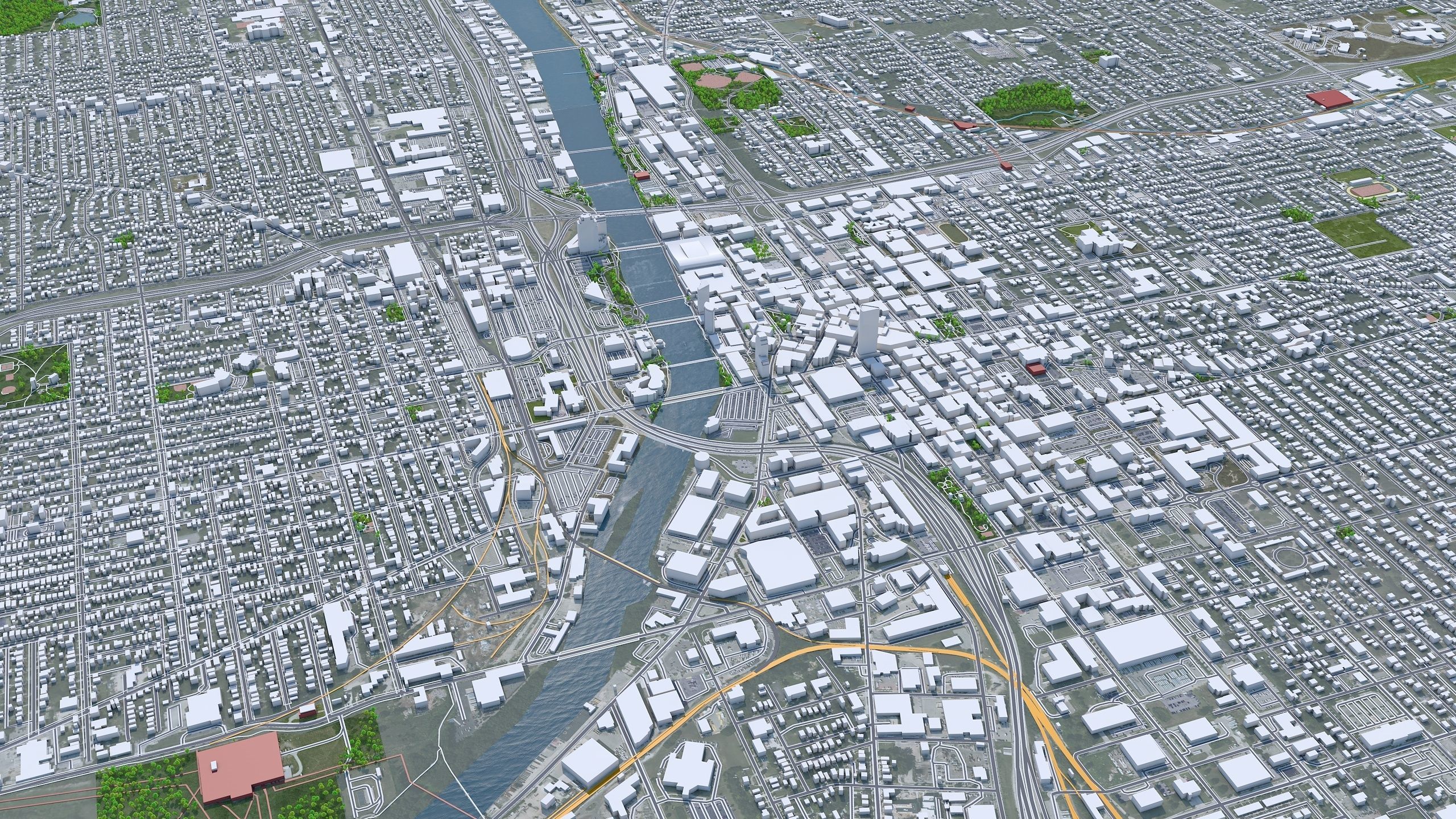 Grand Rapids City Michigan USA Low-poly 3D model_2