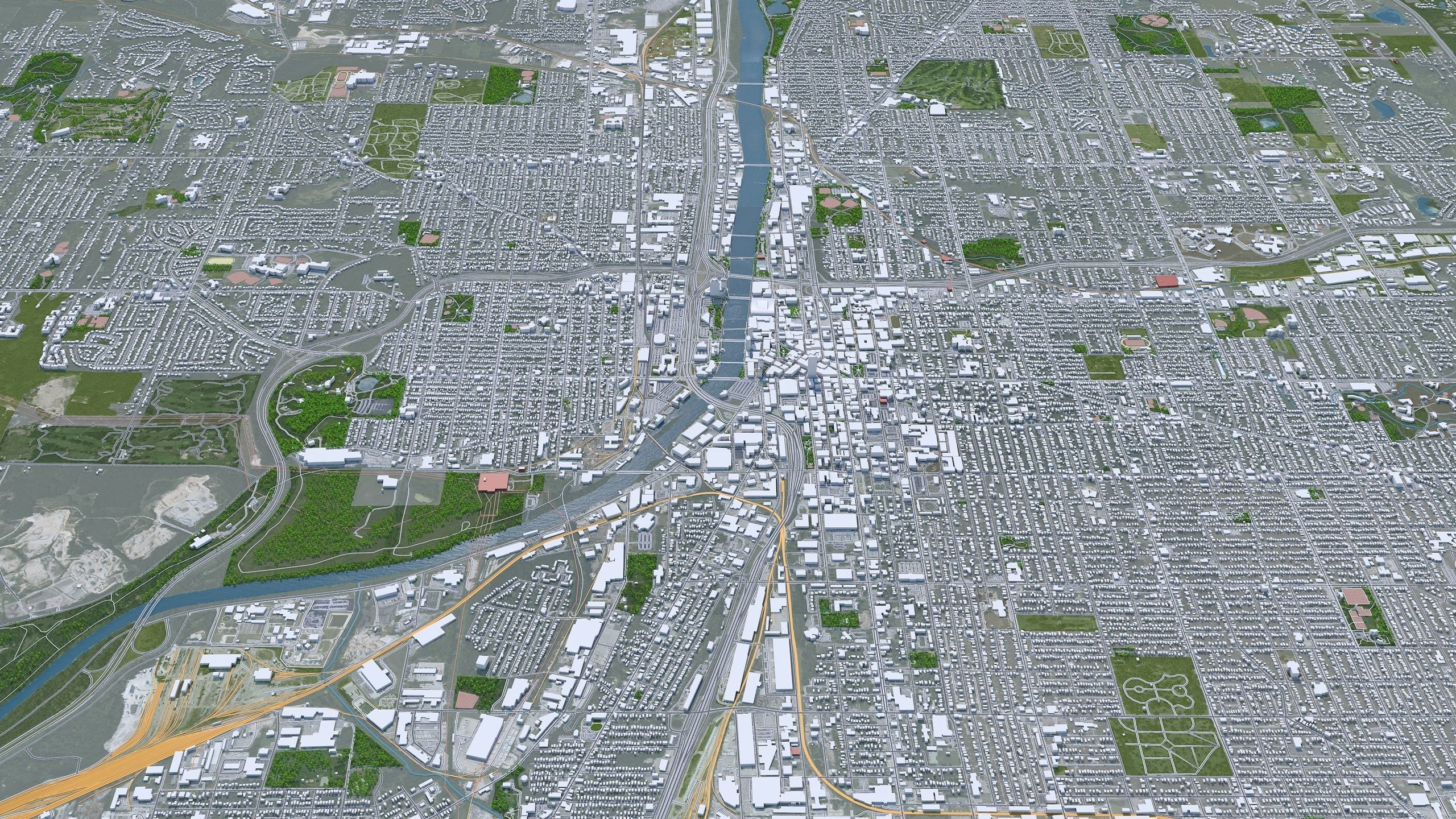 Grand Rapids City Michigan USA Low-poly 3D model_3