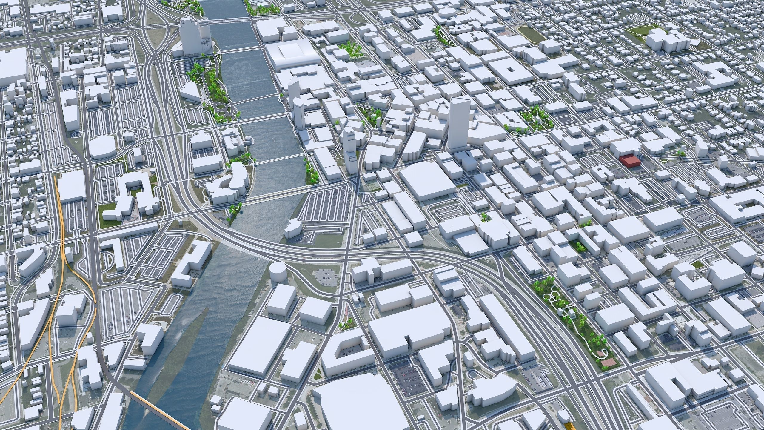 Grand Rapids City Michigan USA Low-poly 3D model_1