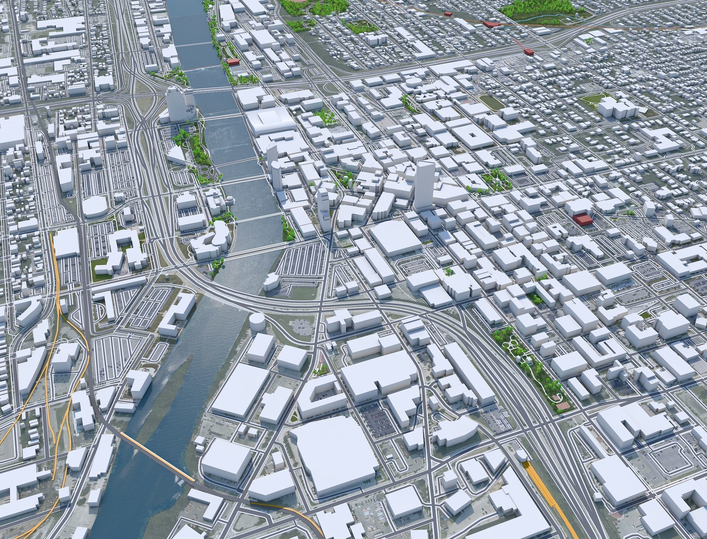 Grand Rapids City Michigan USA Low-poly 3D model_23