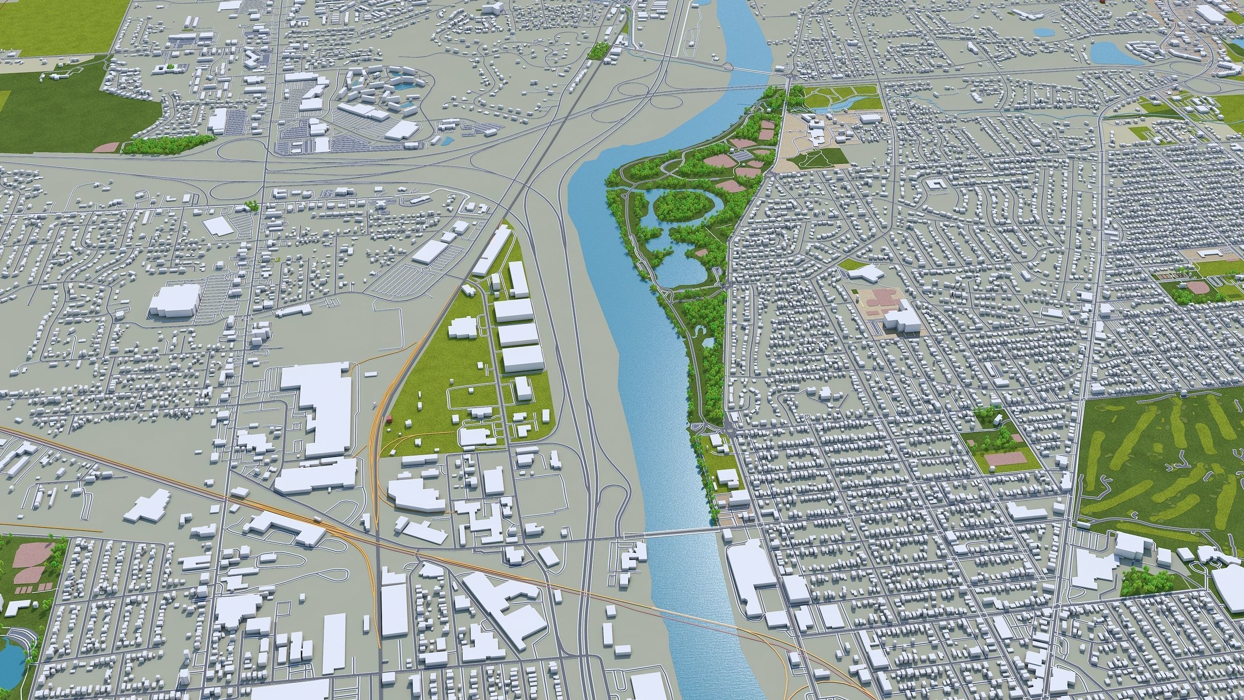 Grand Rapids City Michigan USA Low-poly 3D model_12