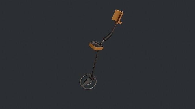 Yellow Stylized Metal Detector Low-poly 3D model