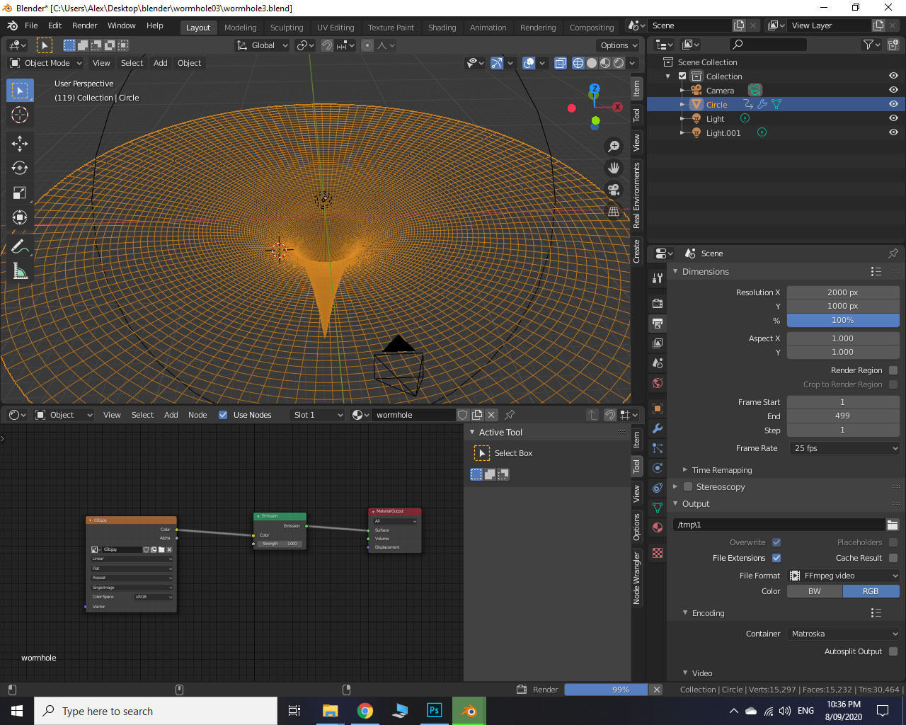 Wormhole Black Hole Galaxy 3D model_2