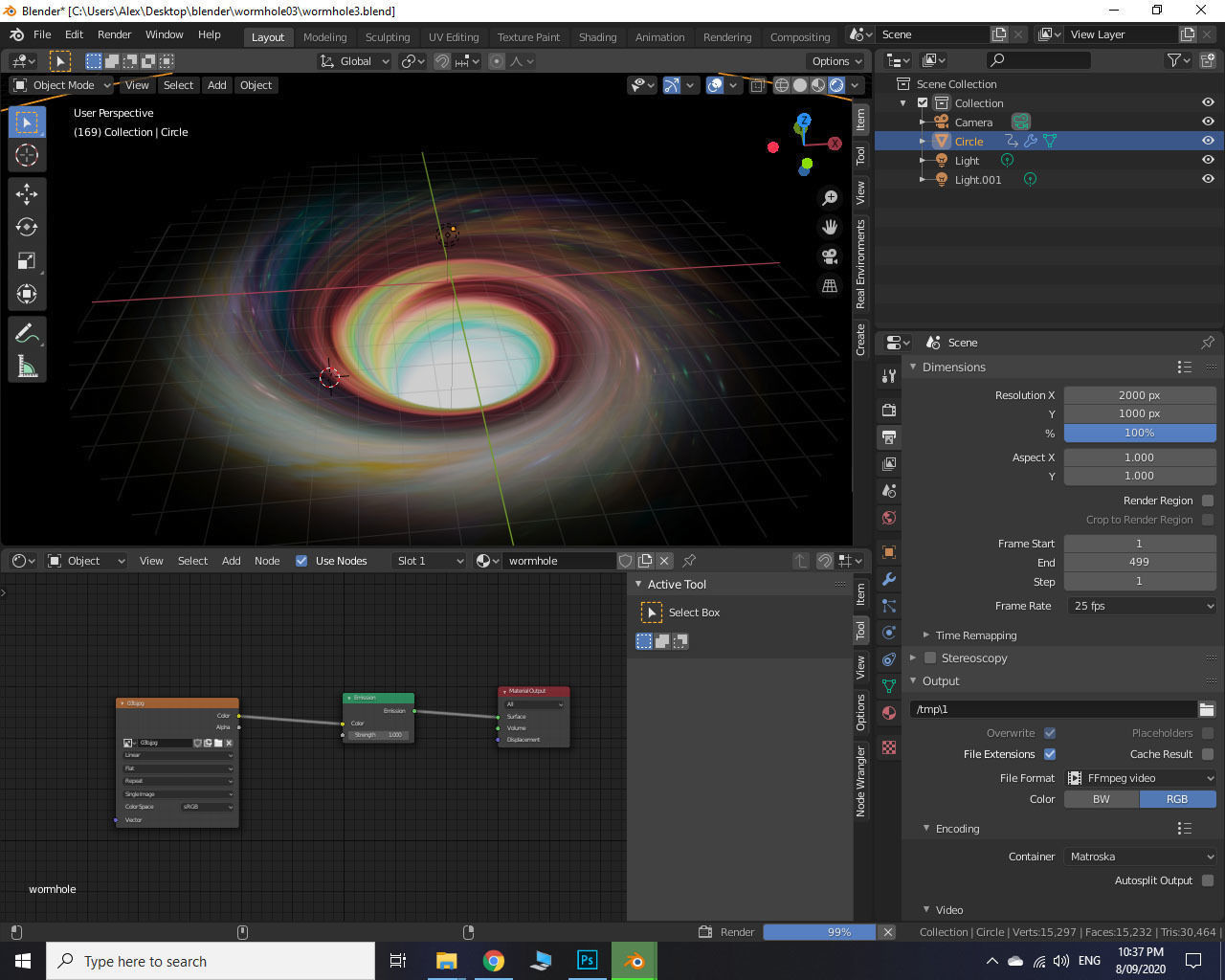 Wormhole Black Hole Galaxy 3D model_4