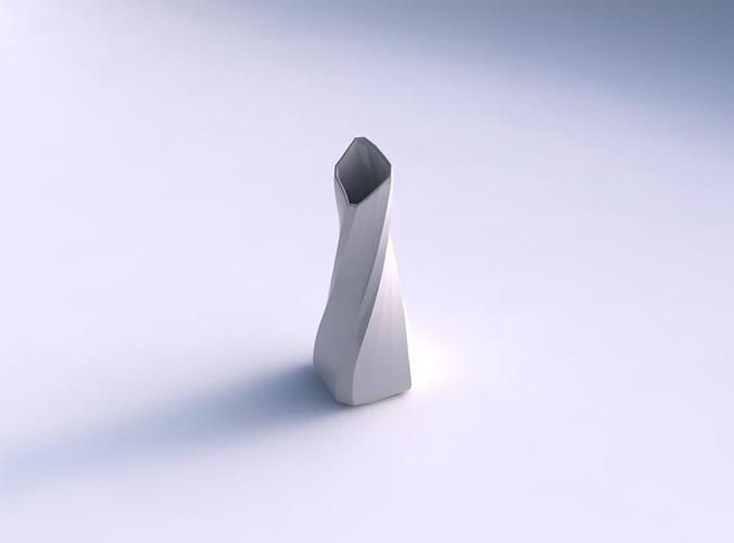 Vase squeezed and bent rectangle 2 with twisted bands 2