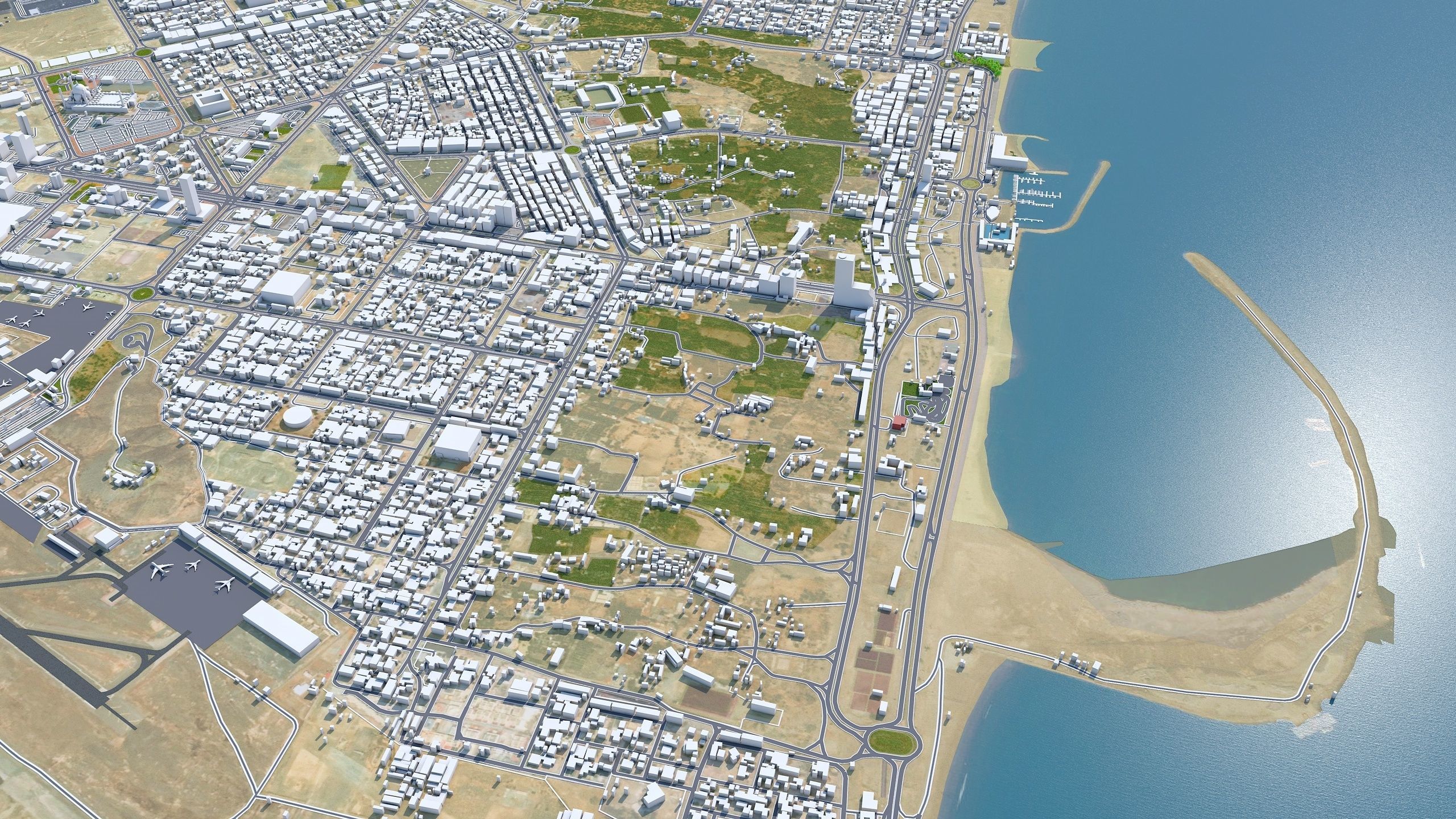 Fujairah City in UAE Low-poly 3D model_2