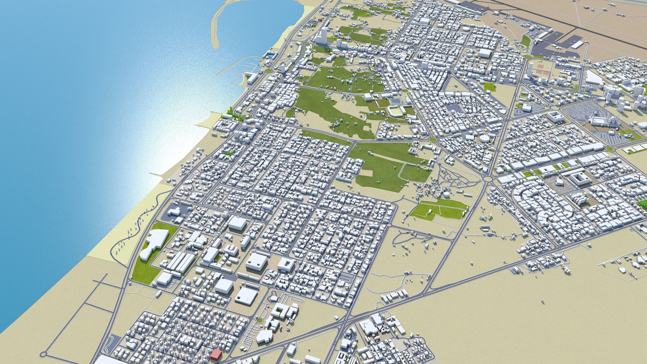 Fujairah City in UAE Low-poly 3D model_9