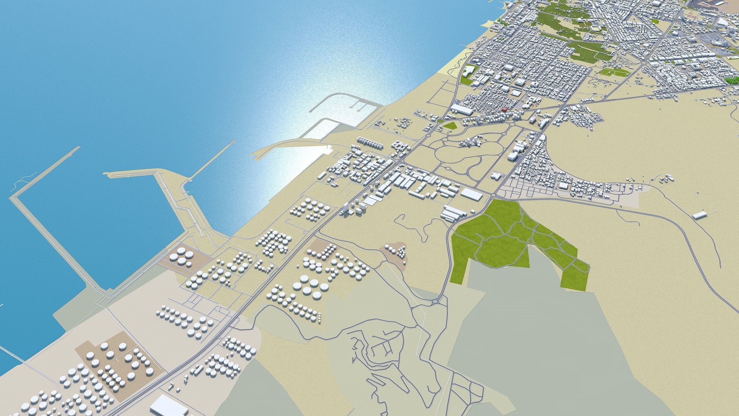 Fujairah City in UAE Low-poly 3D model_8