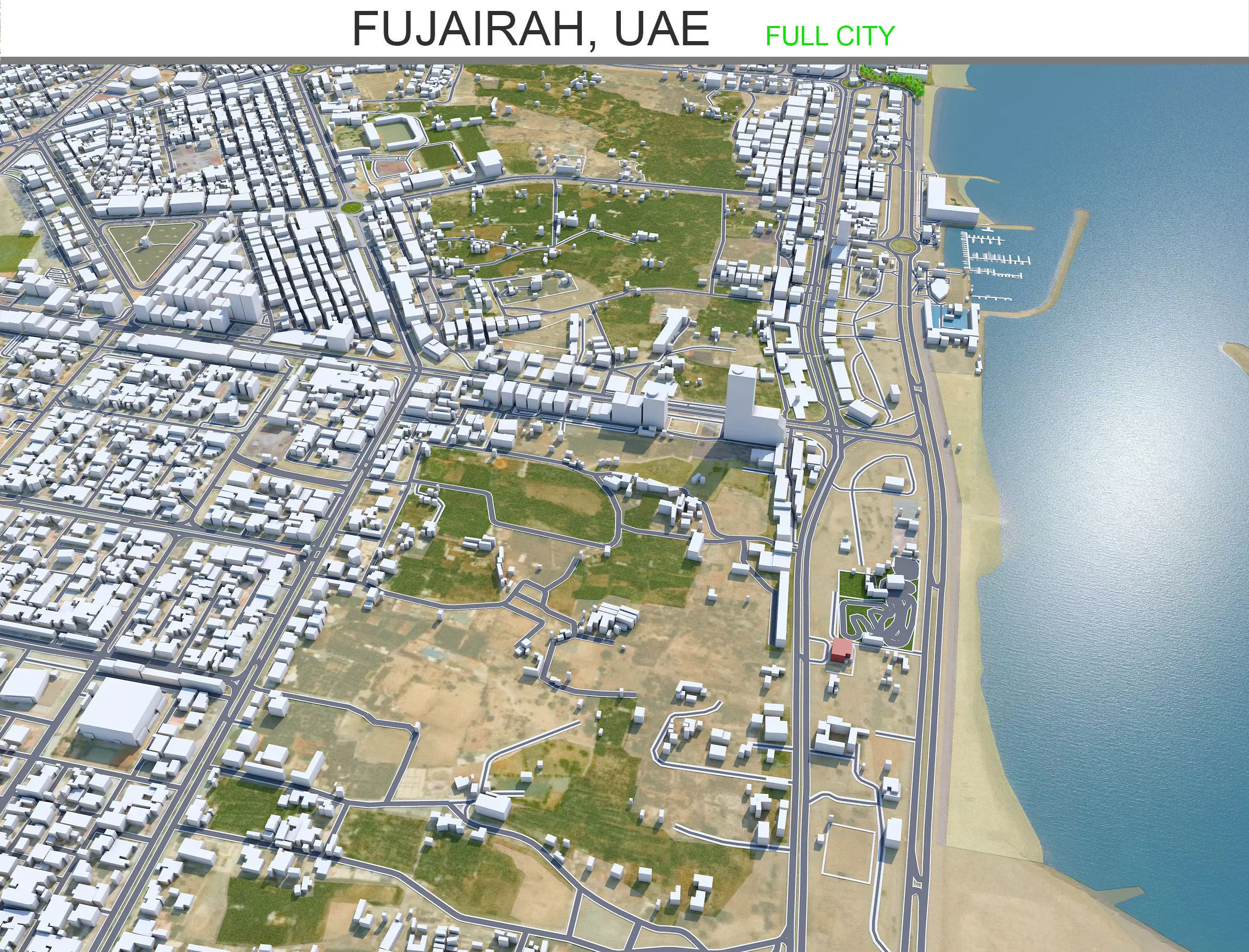 Fujairah City in UAE Low-poly 3D model_0