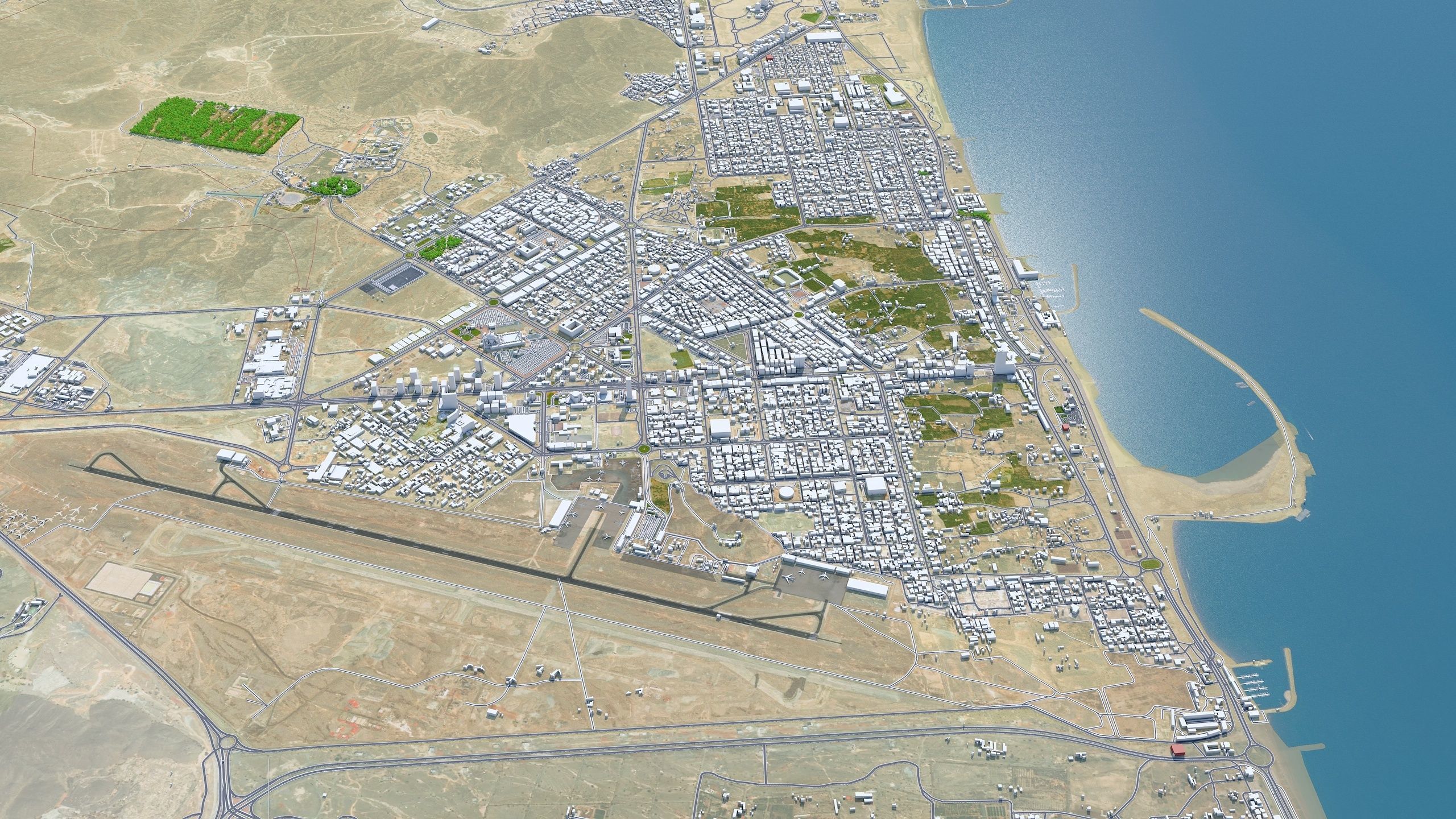 Fujairah City in UAE Low-poly 3D model_3