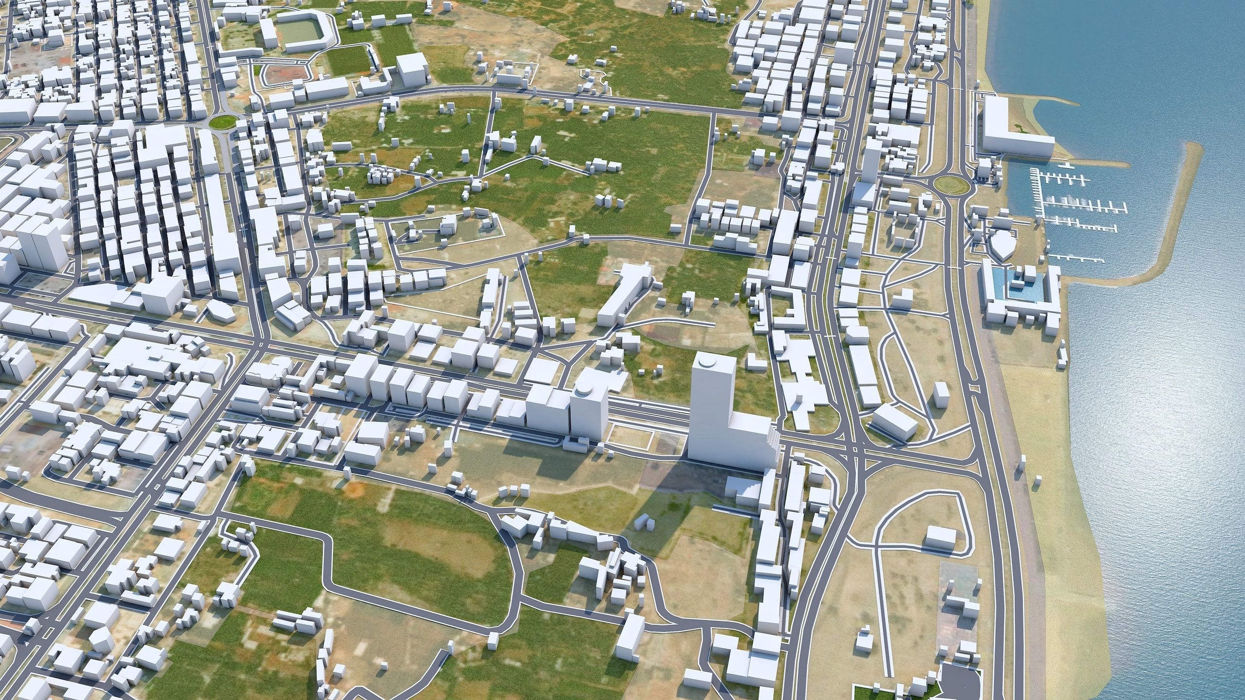 Fujairah City in UAE Low-poly 3D model_1