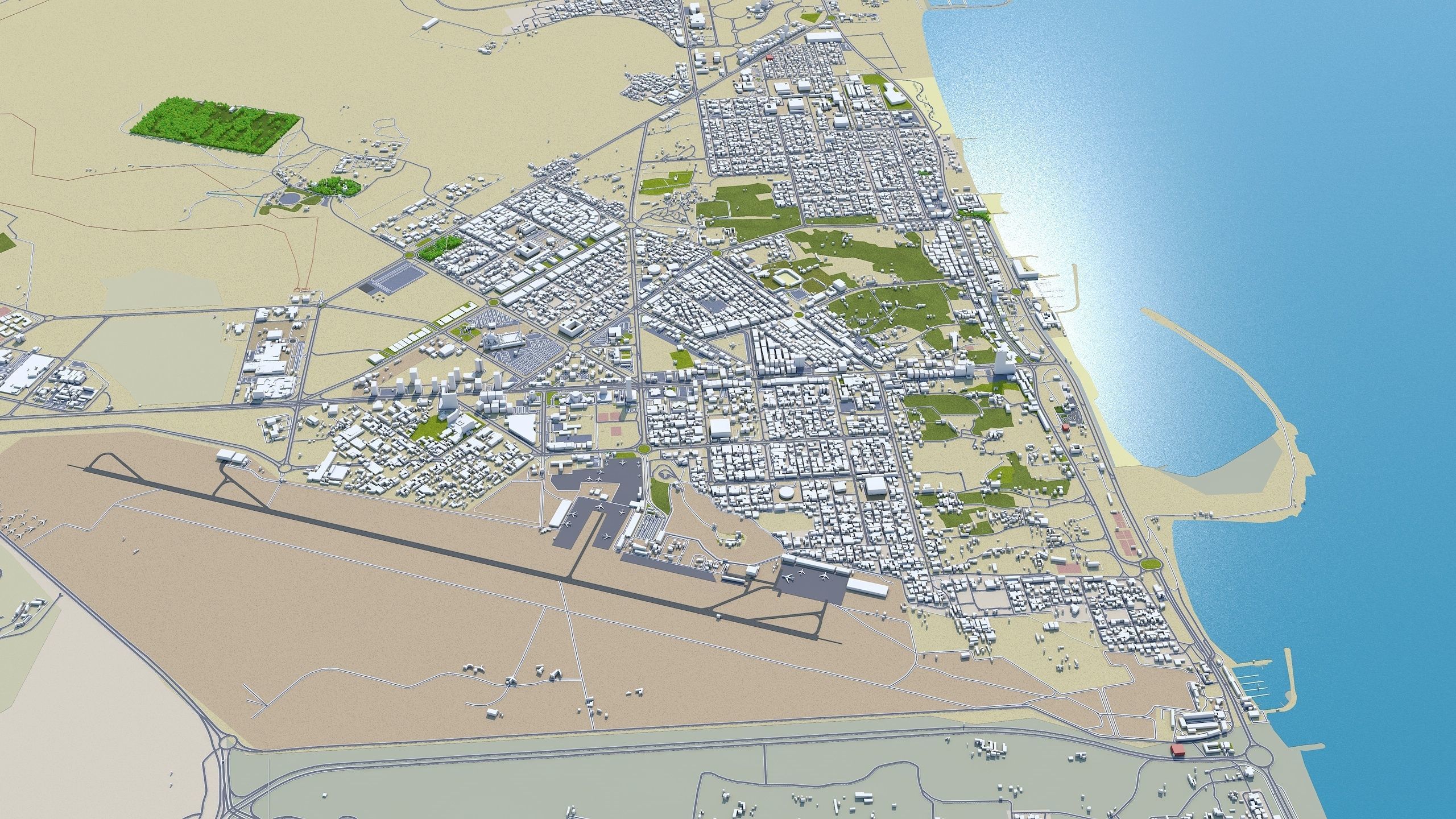 Fujairah City in UAE Low-poly 3D model_4
