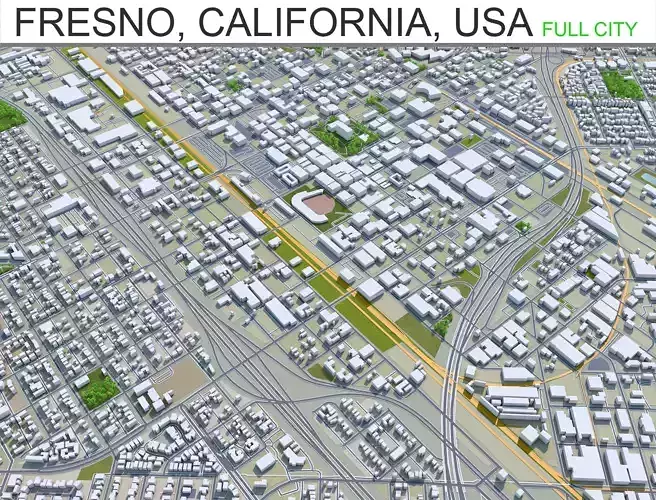 Fresno City in California USA 50km