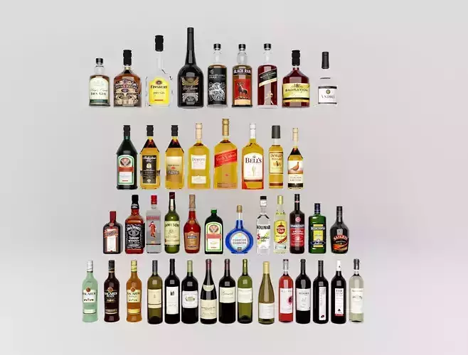 Alcohol bottle big pack 3D model