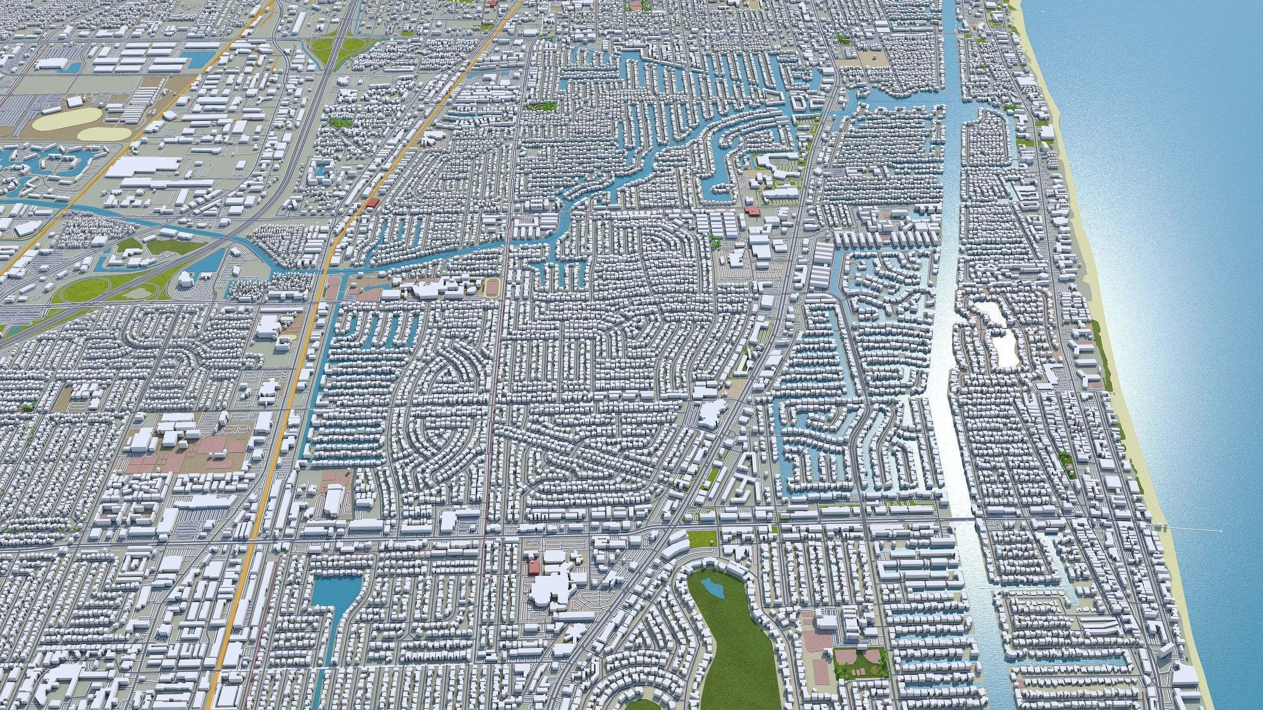 Fort Lauderdale City in Florida USA Low-poly 3D model_12