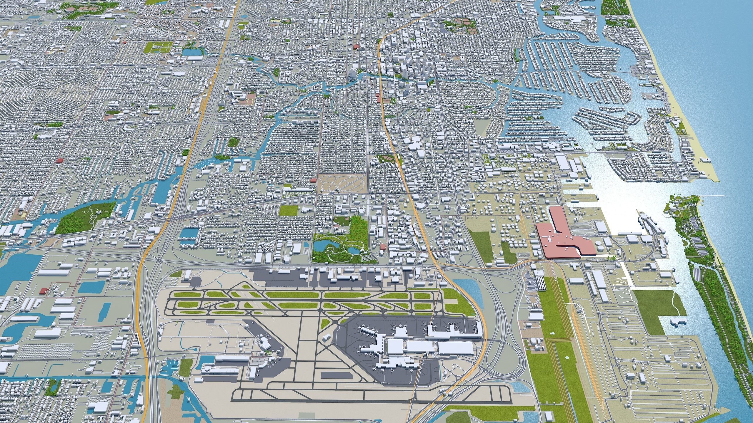 Fort Lauderdale City in Florida USA Low-poly 3D model_9