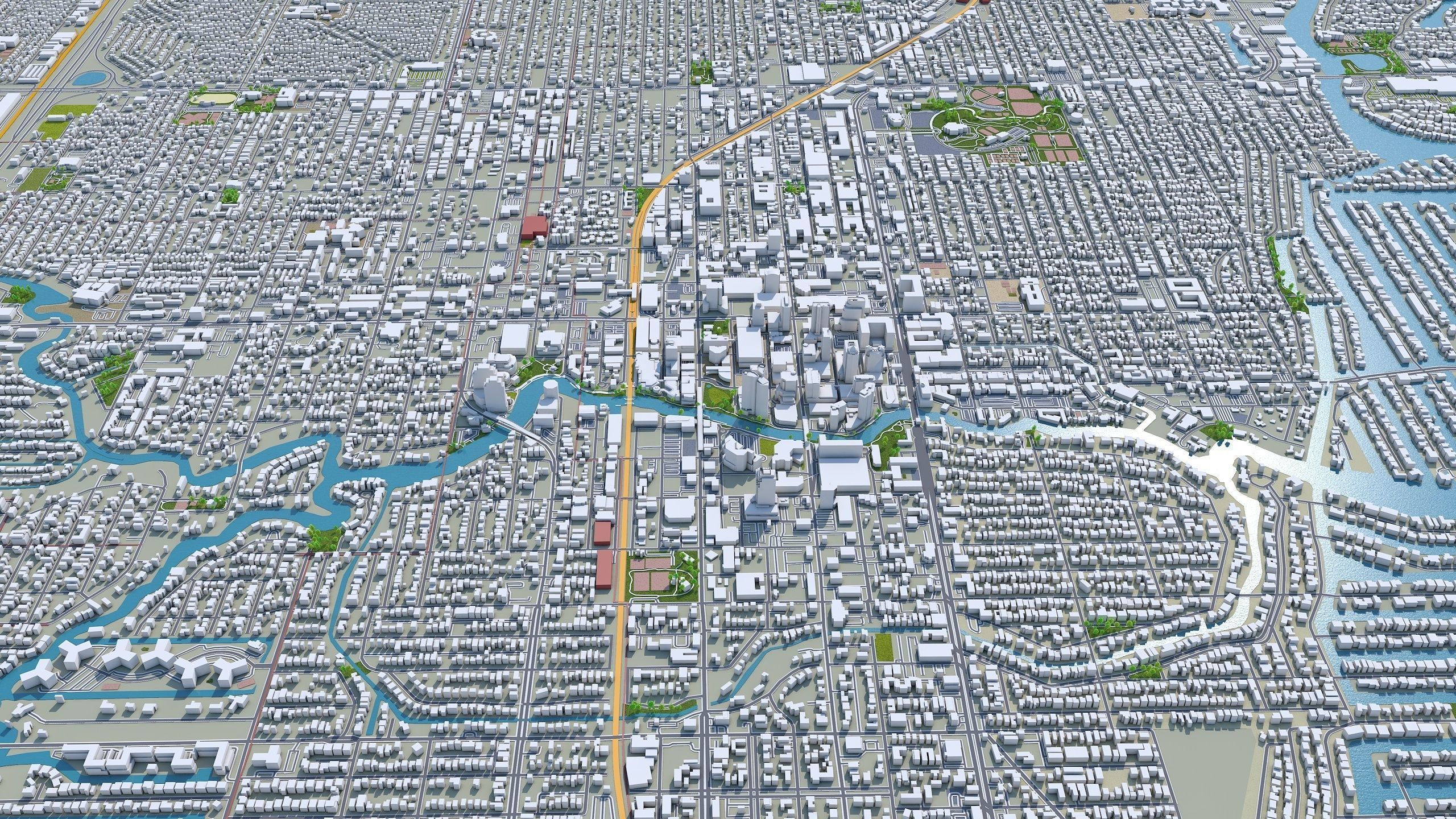 Fort Lauderdale City in Florida USA Low-poly 3D model_8