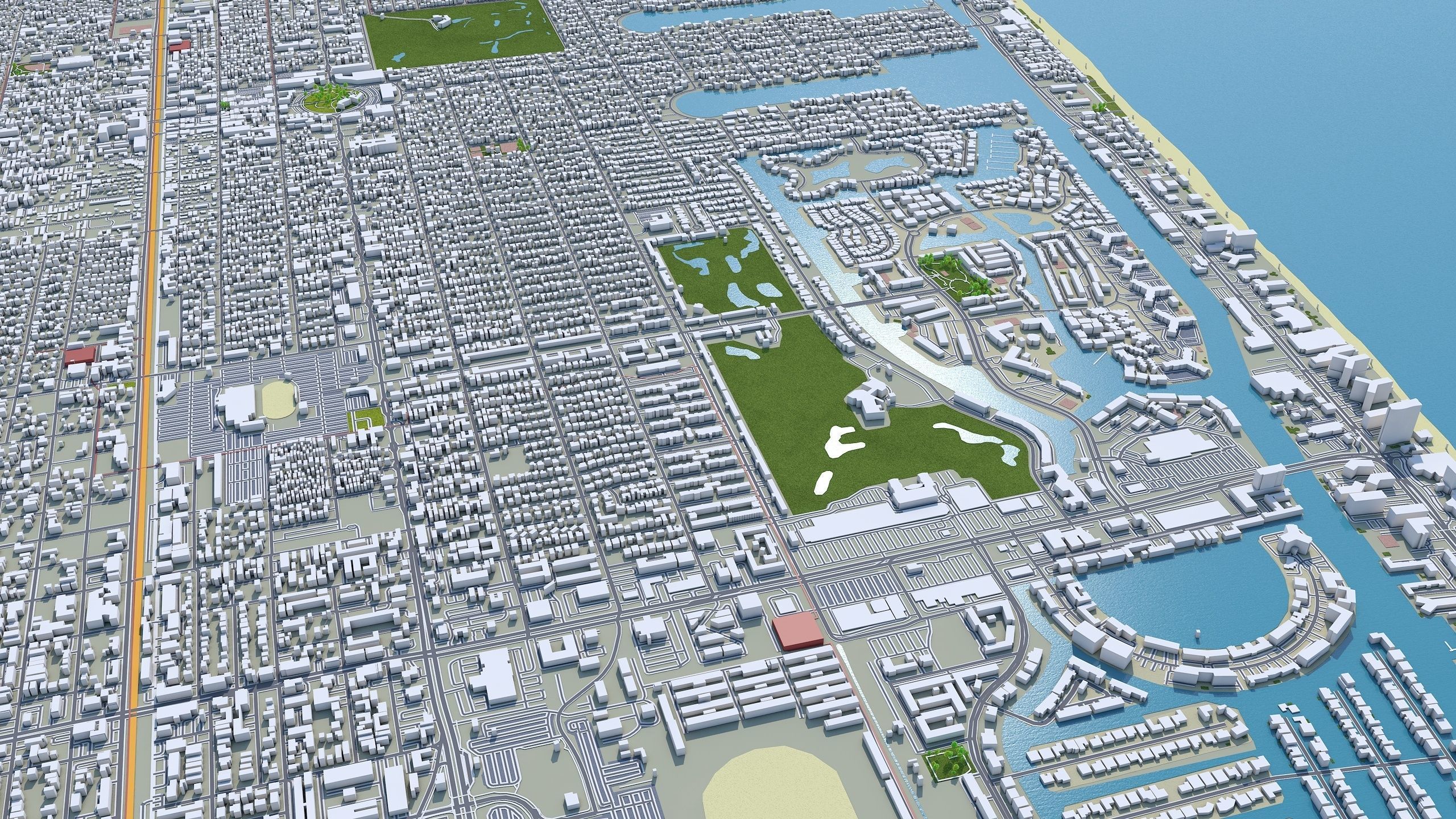 Fort Lauderdale City in Florida USA Low-poly 3D model_16