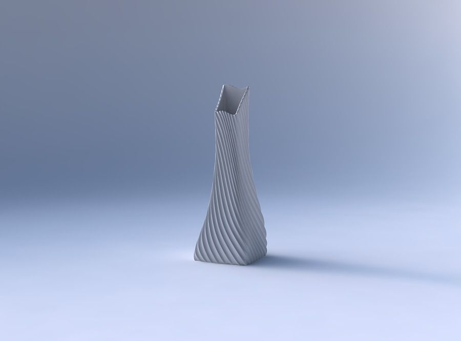 Vase squeezed and bent rectangle with bent extruded lines 3 3D print model_4