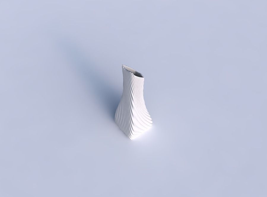Vase squeezed and bent rectangle with bent extruded lines 3 3D print model_1